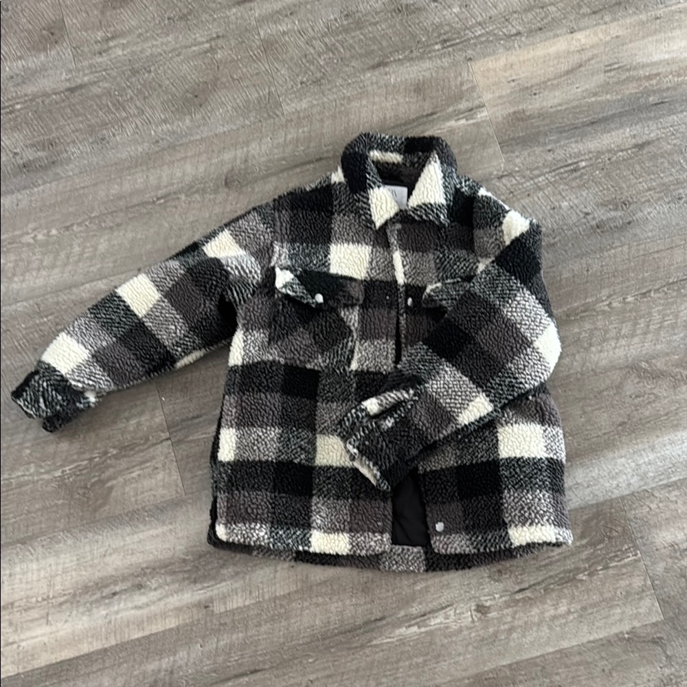 Plaid Kids Jacket in Black and White ZARA